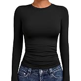 AUTOMET Womens Crew Neck Long Sleeve Shirts Compression Underscrubs Tops | Gym to Street, High Stretch, Buttery-Soft, Pairs w