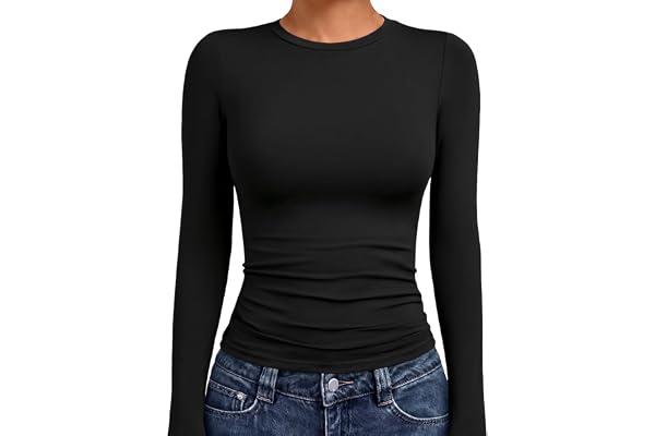 AUTOMET AUTOMET Womens Crew Neck Long Sleeve Shirts Compression Underscrubs Tops | Gym to Street, High Stretch