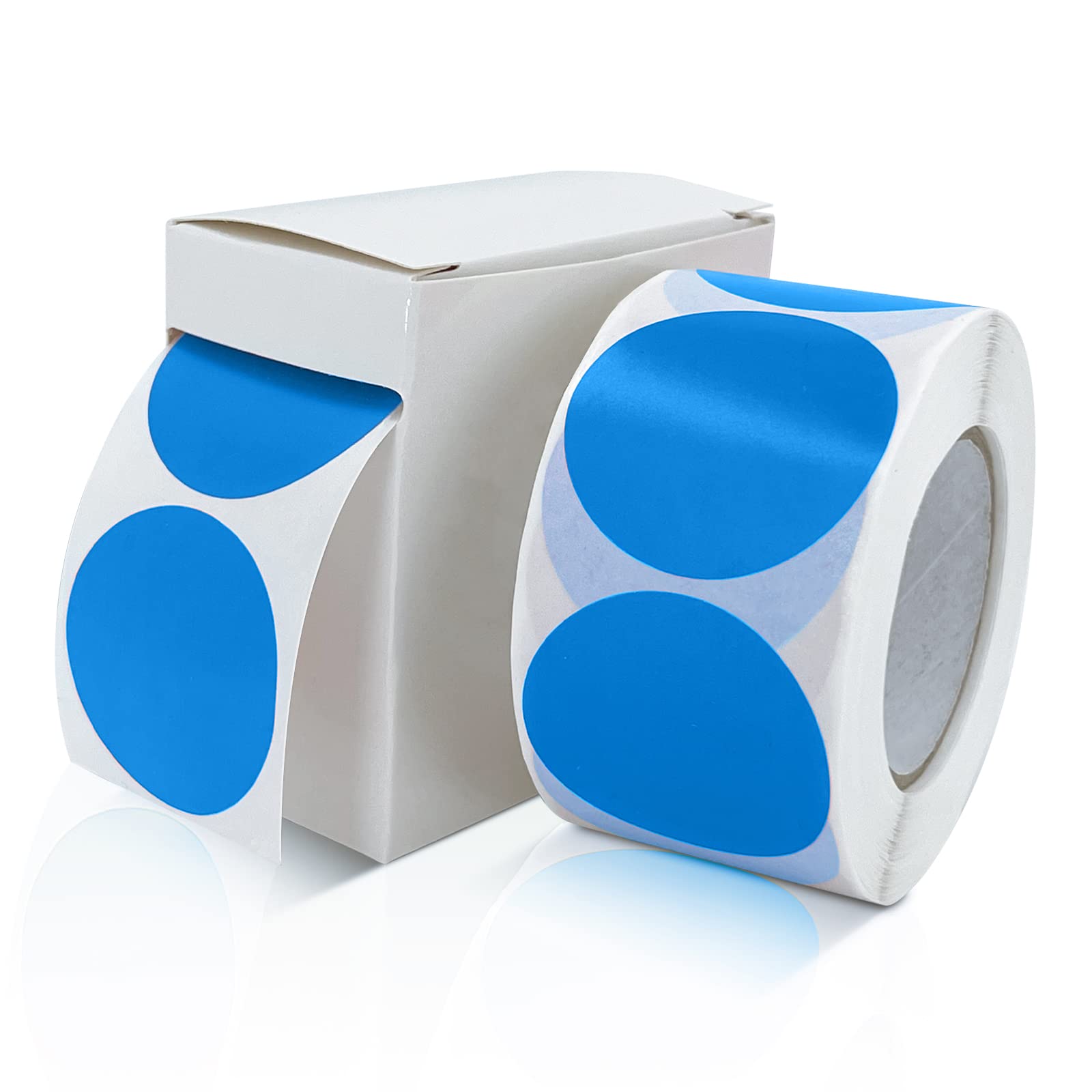 Round Stickers Blue 38mm Circle Labels with Dispenser Box Color Coding Dot Sticker Waterproof Removable Roll of 500