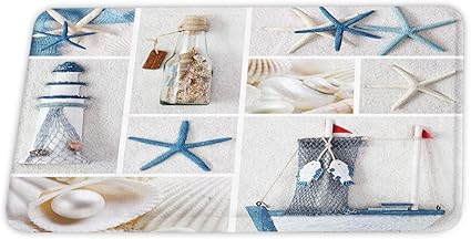 YnimioHOB Starfish Conch Shell Leuchtturm Schiff Coral Velvet Bad