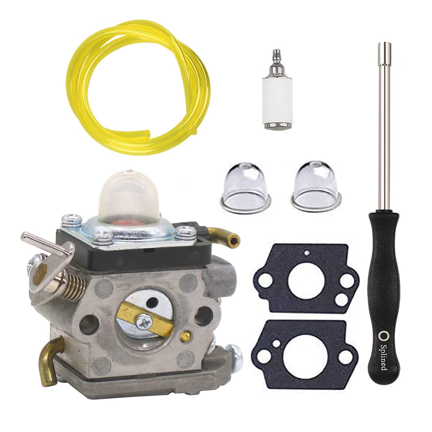 Hippotech Carburetor with Adjustment Tool Fuel Line Primer Bulb Replacement for Husqvarna Trimmer 122HD45 122HD60 Replacement for Jonsered HT2218 HT2223T