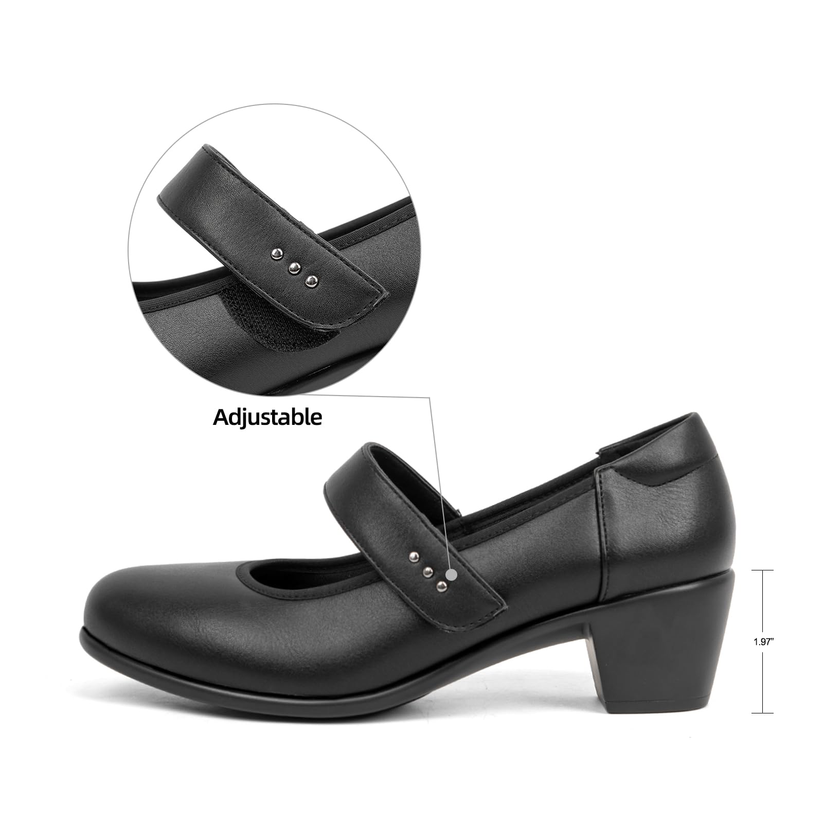 VJH confort Women's Mary Jane Pumps Low Block