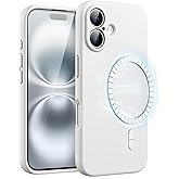 JETech Magnetic Silicone Case for iPhone 16 6.1-Inch, Compatible with MagSafe, Silky Soft Touch, Shock Absorbing Phone Cover with Camera Lens Full Protection (White)