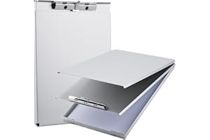 ZCZN Metal Clipboard with Storage, Heavy Duty Aluminum Storage Clipboard Form Holder with 2 Compartments and Large Capacity, Letter Size (Silver) - Set of 2