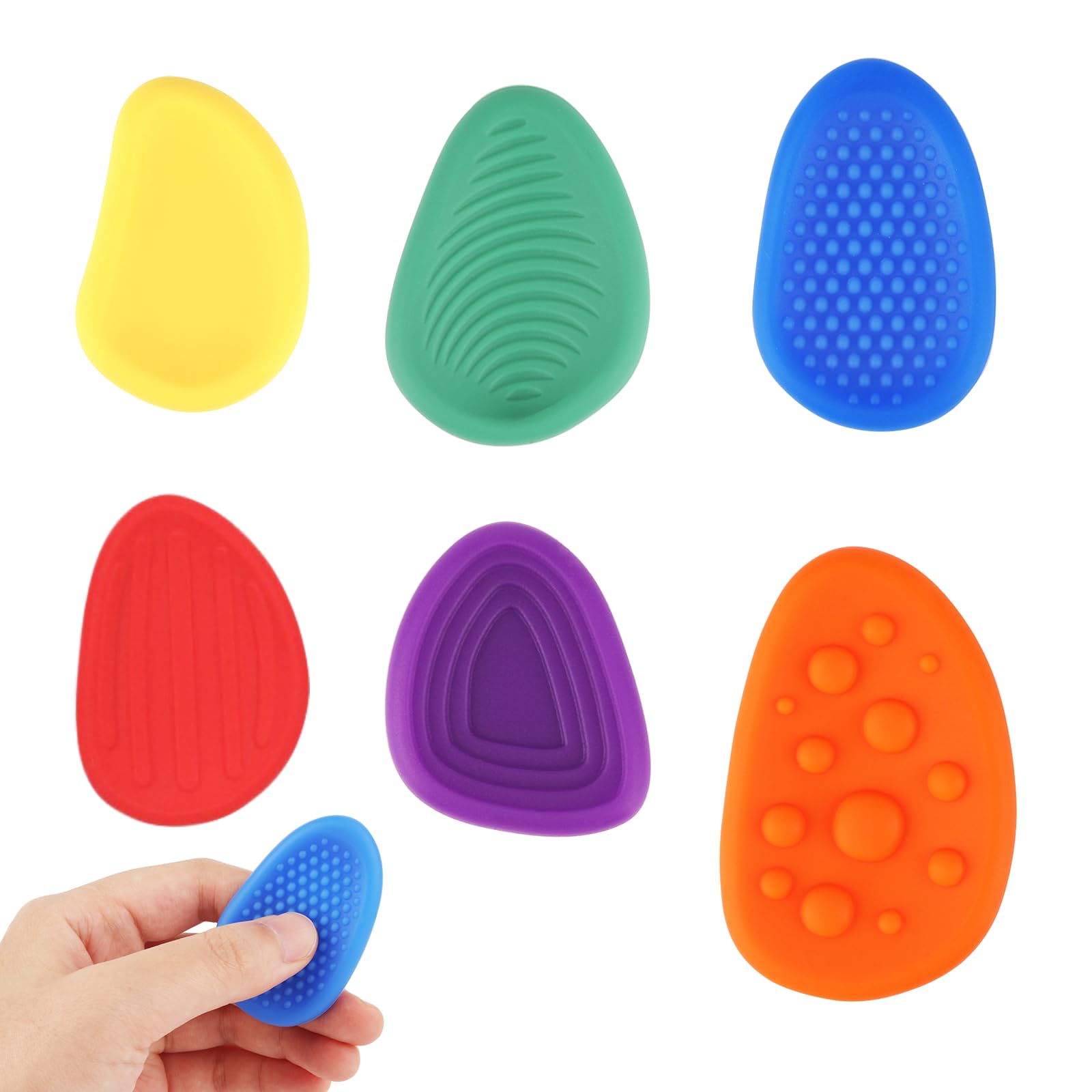 Fidget Toys Sensory Stone,Fidget Toys for Kids Adults,Textured Soft Worry Stone for Autism Kids Calming -Social Emotional Feelings Toys-Texture Sensory Fidget Toy(6Pcs)
