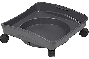 Mighty Tuff Rolling Dolly, Made in USA, Gray, Heavy Duty Plastic Utility Cart with 360 Degree Wheels for Mighty Tuff Pet Food Storage and 5 Gallon Buckets