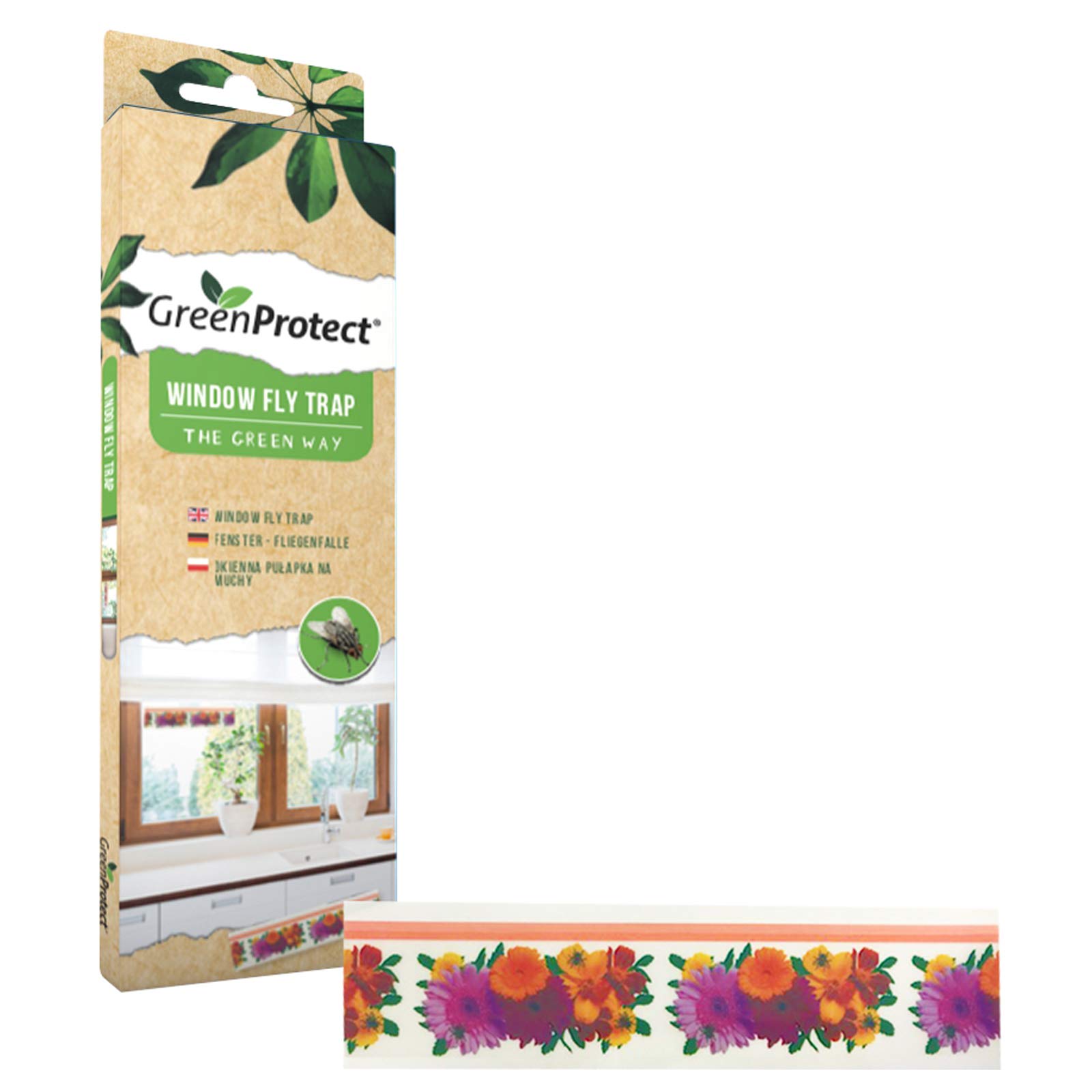 Green Protect Window Fly Trap - Colourfull Window Fly Stickers, Insect Flies Wasp Pest Killer - Kitchen, Garden and Much More - Pack of 6