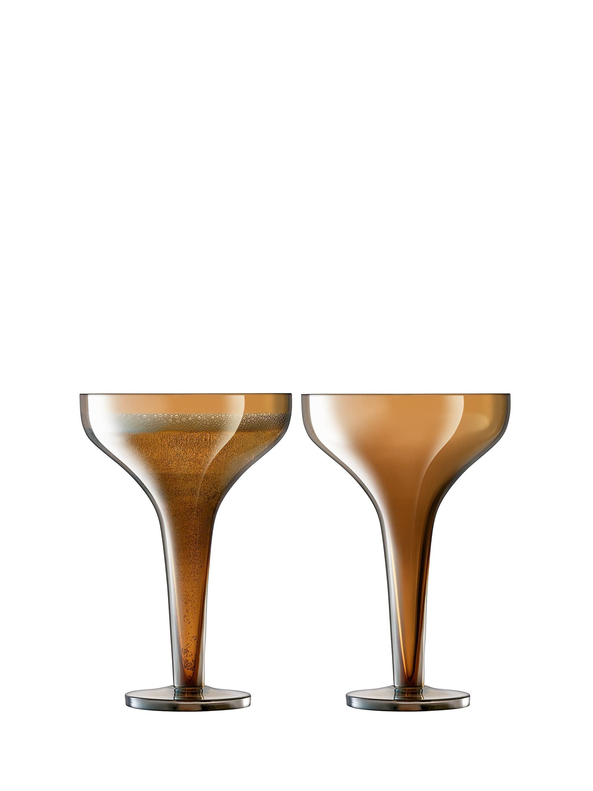 LSA International Epoque Champagne Saucer 150ml Amber/Lustre | Set of 2 | Mouthblown & Handmade Glass | EQ04
