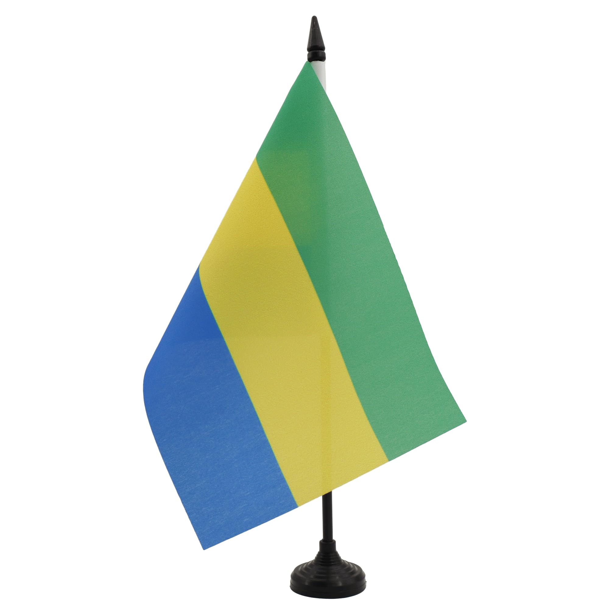 AZ FLAG Gabon Table Flag 5'' x 8'' - Gabonese Office Decoration 100% Polyester 21 x 14 cm - Mini Desk Flag with Pole and Black Plastic Base — image 1