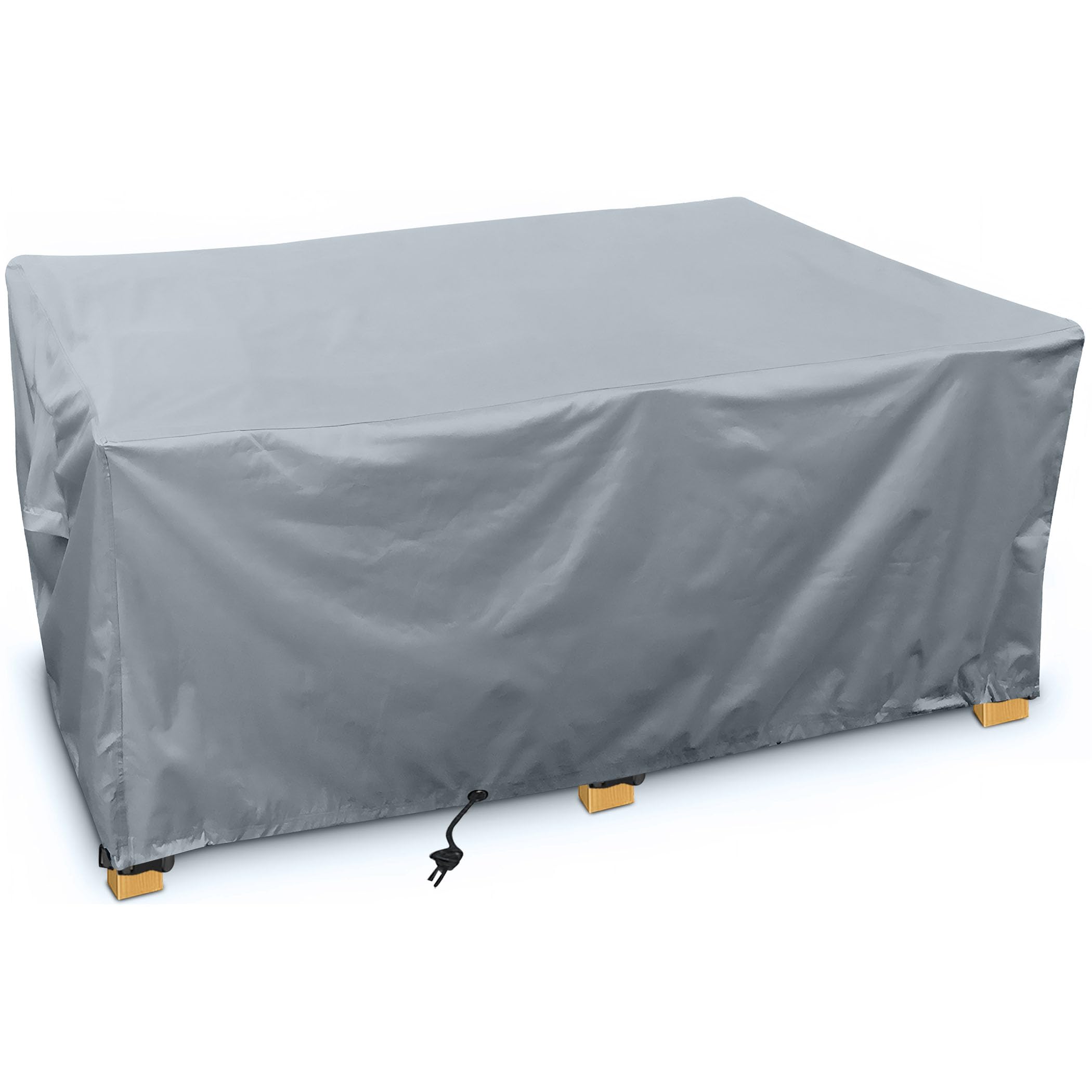 Kingsbridge Rectangular Garden Furniture Table Cover 600D Heavy Duty Fabric, Double Stitching, Waterproof, Anti UV, Breathable, Rip Proof, Grey Outdoor Patio Furniture Protector 240 x 135 x 80cm