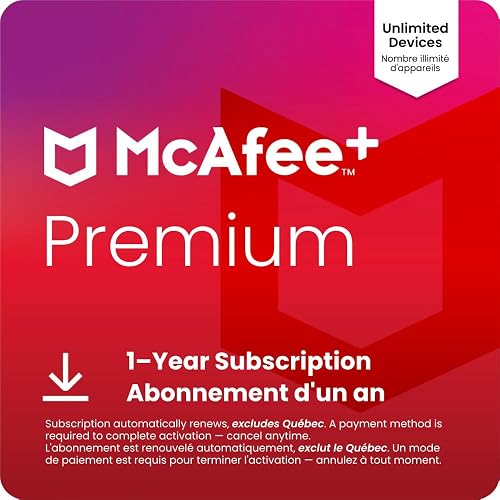 McAfee+ Premium 2026 Ready Unlimited Devices | All-In-One Cybersecurity Software includes Unlimited VPN, Identity Monitoring, and Antivirus | 1 Year Subscription with Auto-Renewal | Online Code