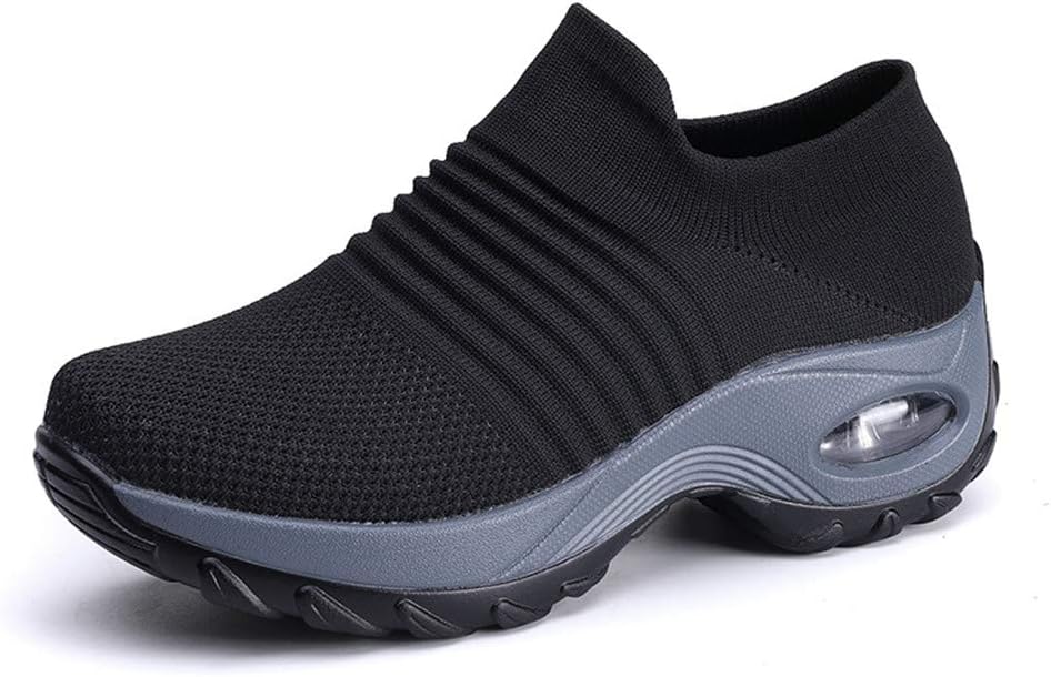 xuzomedia Sock Sneakers Women Walking Shoes Comfortable Mesh Slip On Air Cushion Casual Running Shoes Outdoor Gym Travel Wedge Platform Loafers