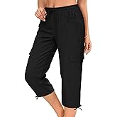 HOTGIFT Women Capris Cargo Pants Summer Hiking Pants Casual Lightweight Outdoor Quick Dry with 6 Pockets 2026