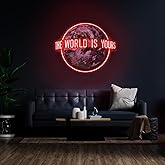XIMAQIS- The World is Yours Neon Sign, The World is Yours UV Printed Acrylic Artwork Led Light Sign, Custom Neon Signs, for Bar Shop party Wall Art Sign and Home Decor. Size:20inches