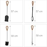 Relaxdays 5pc Fireplace Tool Set Black Metal Stand Ash Shovel Broom Tongs view 5
