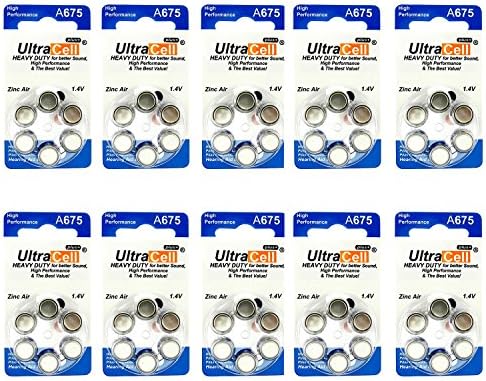 Hearing Aid Zinc Air Batteries A675 Size: 675 (60 Batteries)
