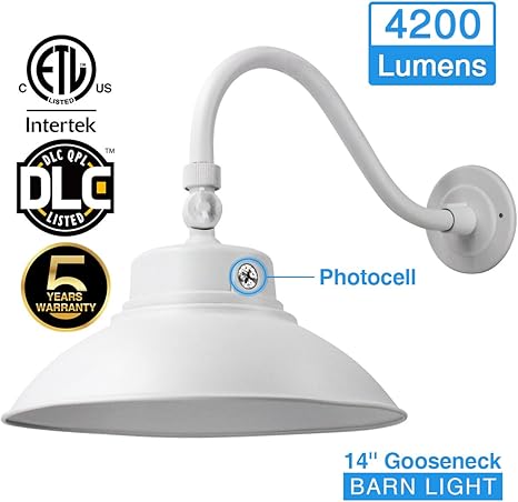 Amazon Com 14in White Led Gooseneck Barn Light 42w 4000lm