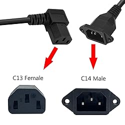 Traovien C14 to C13 Panel Mount Power Cable, 90