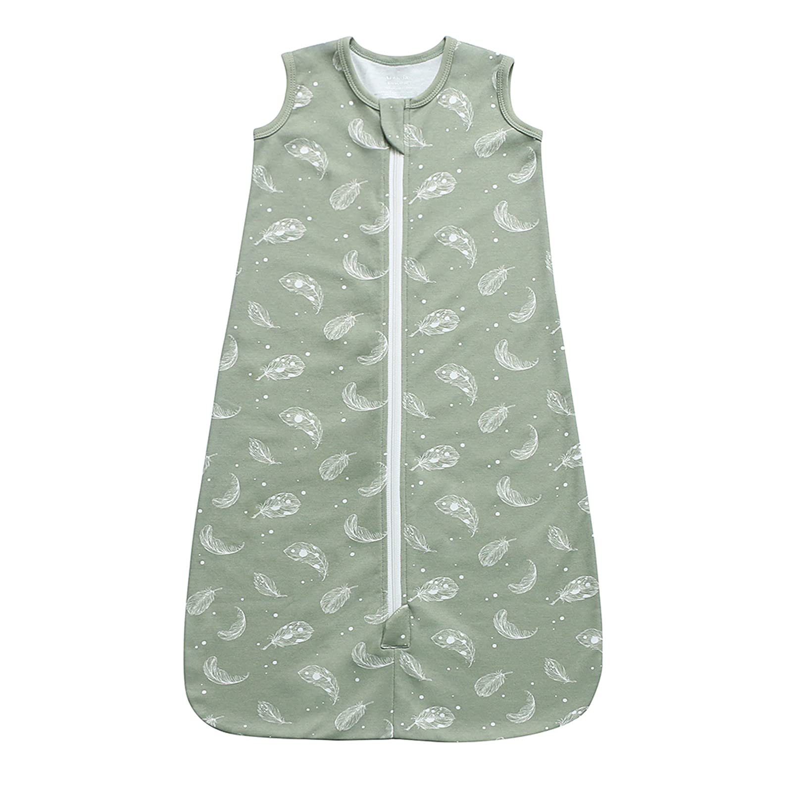 Owlivia Baby Organic Cotton Wearable Blanket 0.5 Tog & 2.5 Tog Unisex Sleeping Sack with 2-Way Zipper, Boys Girls Swaddle Blanket Infant Sleeping Bag (0.5 Tog Feather Green, 3-12 Months)