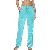 MAGCOMSEN Women's Velour Pants Soft Velvet Straight Leg Sweatpants Elastic Waist Warm Lounge Pant with Pockets
