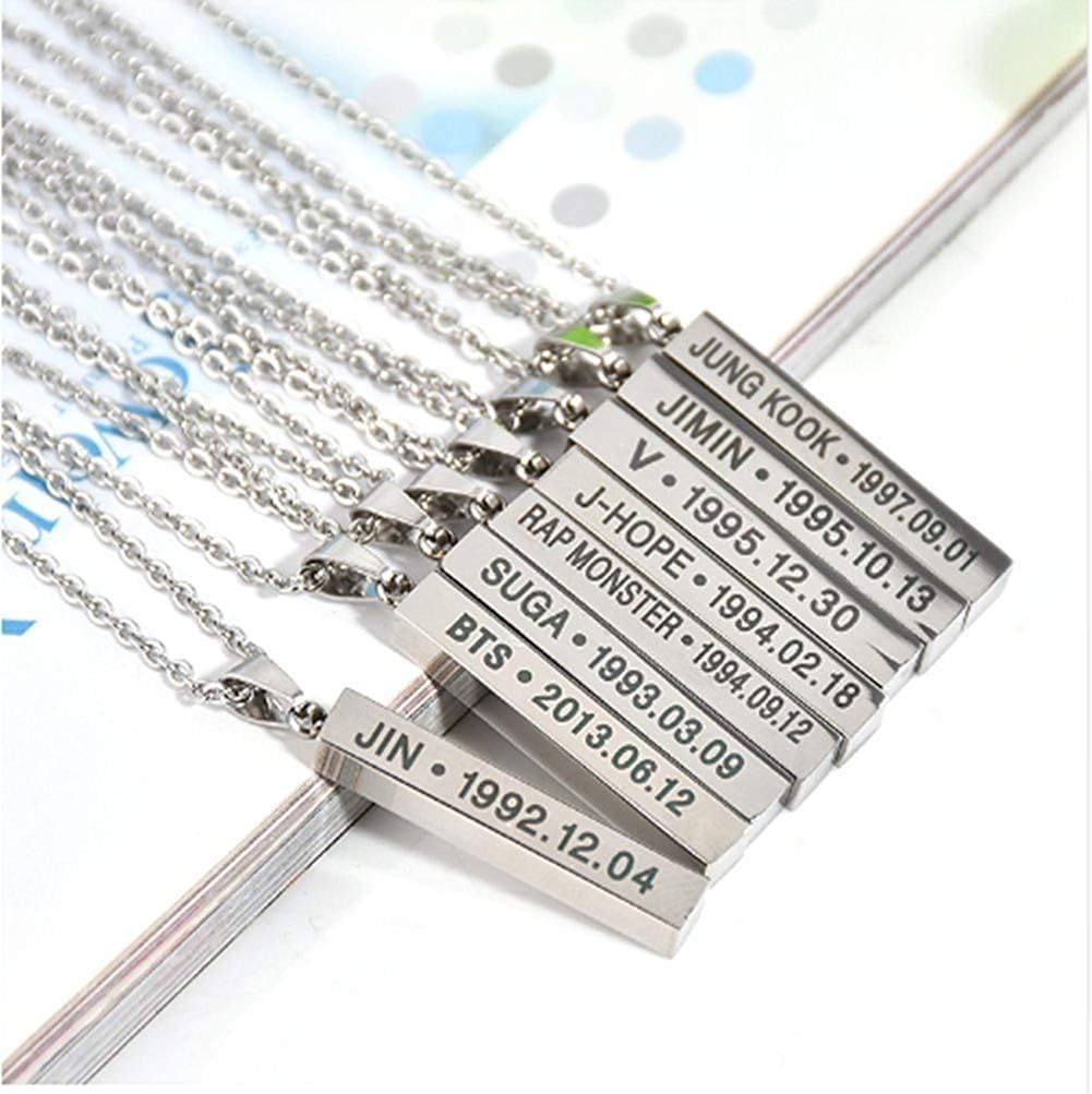Pingjing Bts Bangtan Boys Members Name Date Pendant Necklace And Finger Rings With Starry Blue Jewelry Box For Gift Case V Jewellery Necklaces Umoonproductions Com