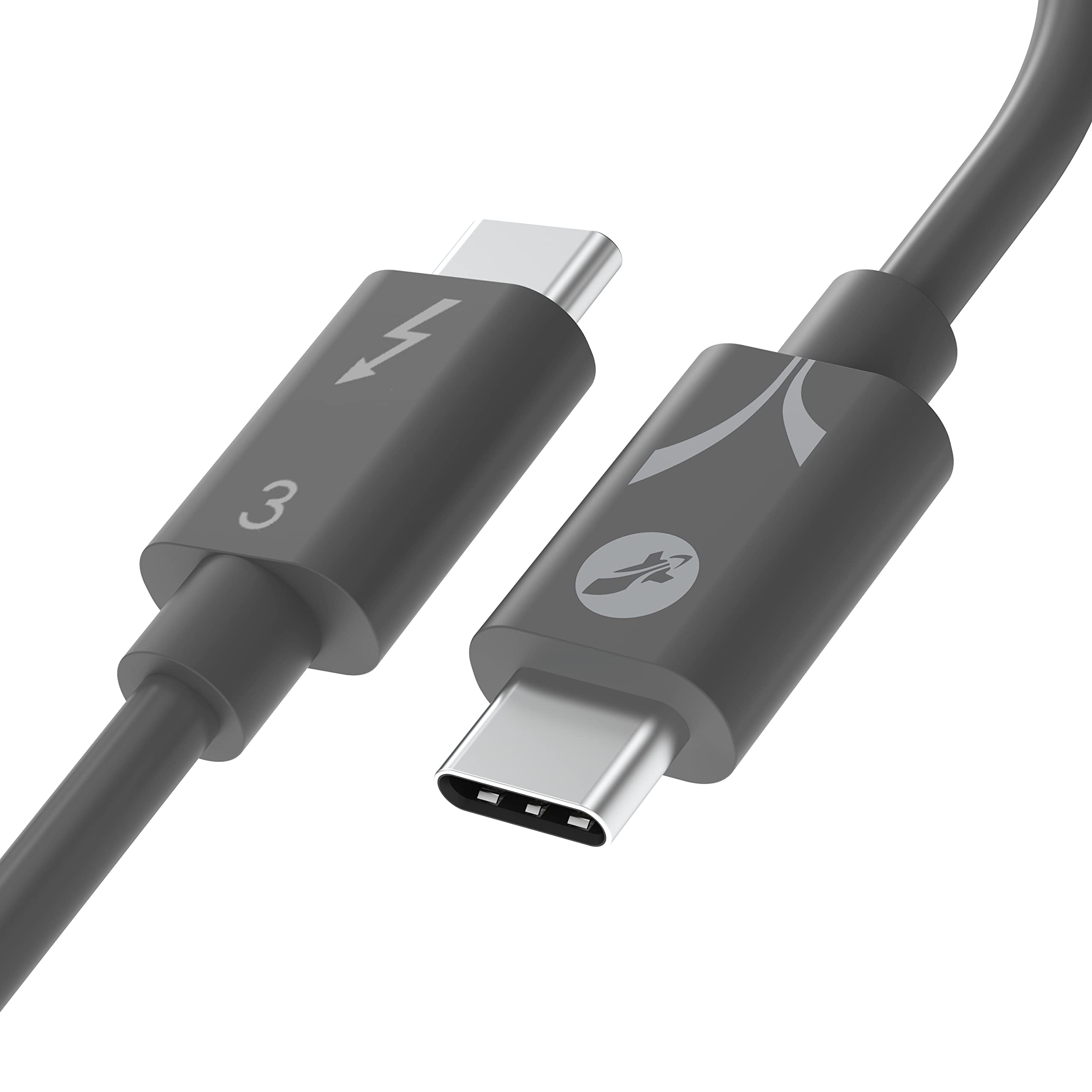 SABRENT usb c Thunderbolt 3 cable 100W (Intel certified) 40Gbps, USB-C tb3 for a super fast transfer and charging, Docking station, Laptops, MacBooks, Galaxy S22 S21 S20, and more, 20cm (CB-T320-GRY)