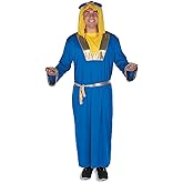 Fun Express King Costume for Men - Biblical Wise Men King Gaspar Blue Robe with Royal Cape, Crown & Sash | Adult Nativity Costume for Christmas Pageants, Church Plays & Religious Events