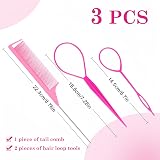 Sularpek Topsy Tail Hair Tool Set Pink 3pcs Looping Bun Updo Ponytail Comb view 2