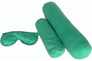 PEACH BLOSSOM YOGA Meditation Kit, 3 Piece Yoga Set, Eye Pillow Buckwheat Hull Filled, Back Bolster/Cushion Fiber Filled, Neck Bolster Buckwheat Hull Filled