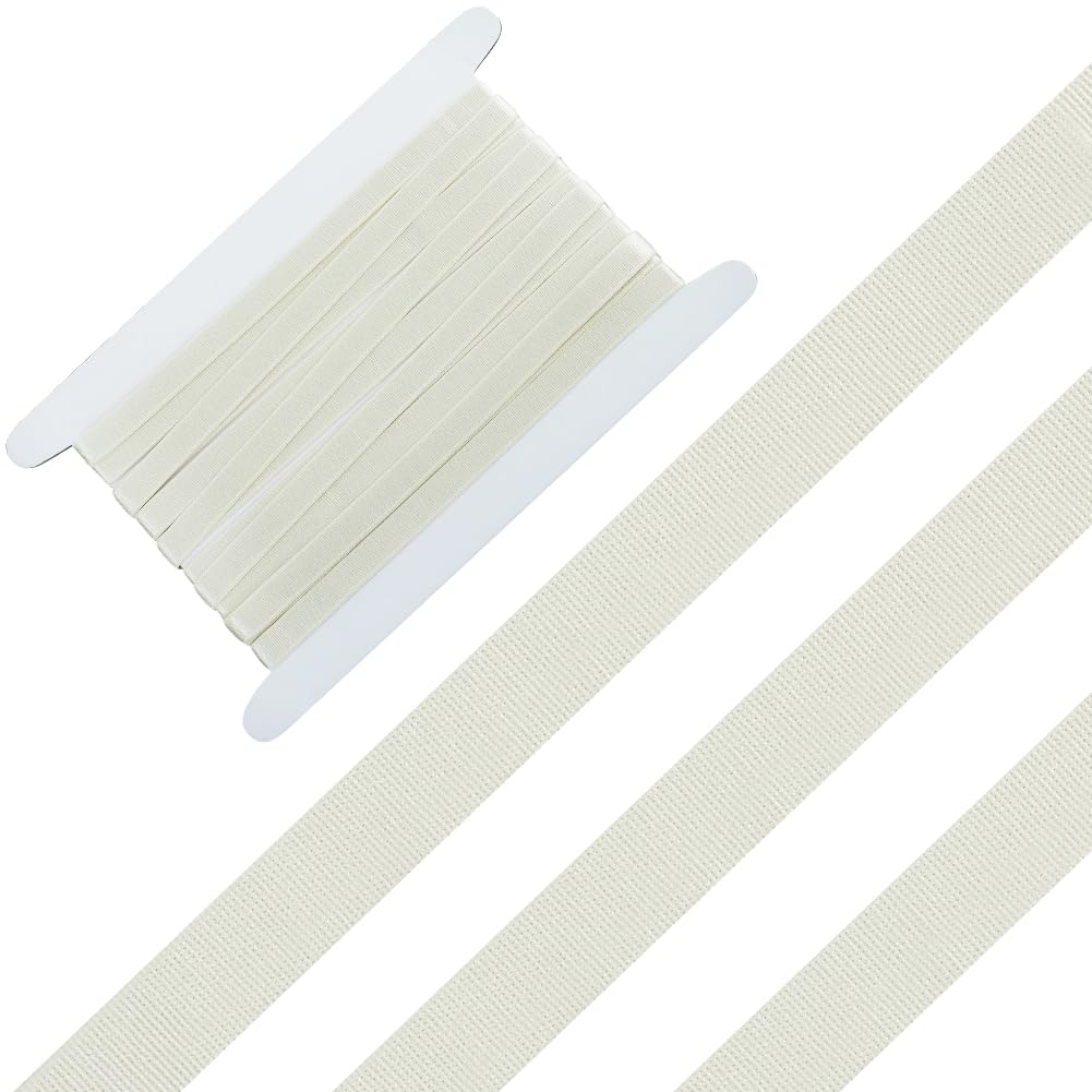 GORGECRAFT 5M Bra Strap Elastic Band 10mm Flat Stretch Shoulder Tape Trim Spandex Cord Ribbon Roll Spool for DIY Sewing Bra Clothes Straps Lingerie Underwear Making Supplies Hair Tie White