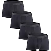 Robesbon Mens No Ride-up Boxer Briefs Stretch Comfortable Breathable Cotton Underwear 4 Pack