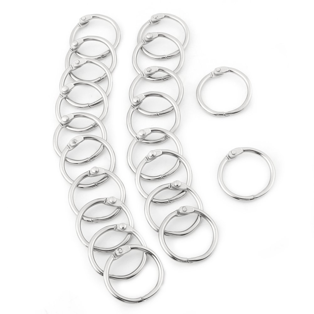 Book Rings, 20Pcs Metal Loose Leaf Rings Silver Split Key Rings for Notebook Scrapbook Album Craft DIY(30mm)