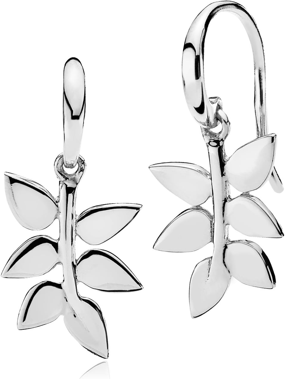 Leaf Earrings for Woman | Pendant shaped as nature leaves | Shiny 925 Sterling Silver | Scandinavian Jewellery for Women | Minimalistic Nordic & Danish Design