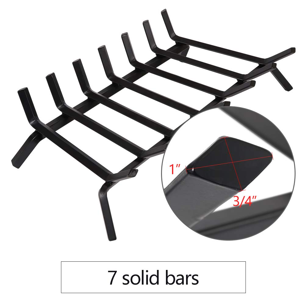 Black Wrought Iron Fireplace Log Grate 30 inch Wide Heavy Duty Solid