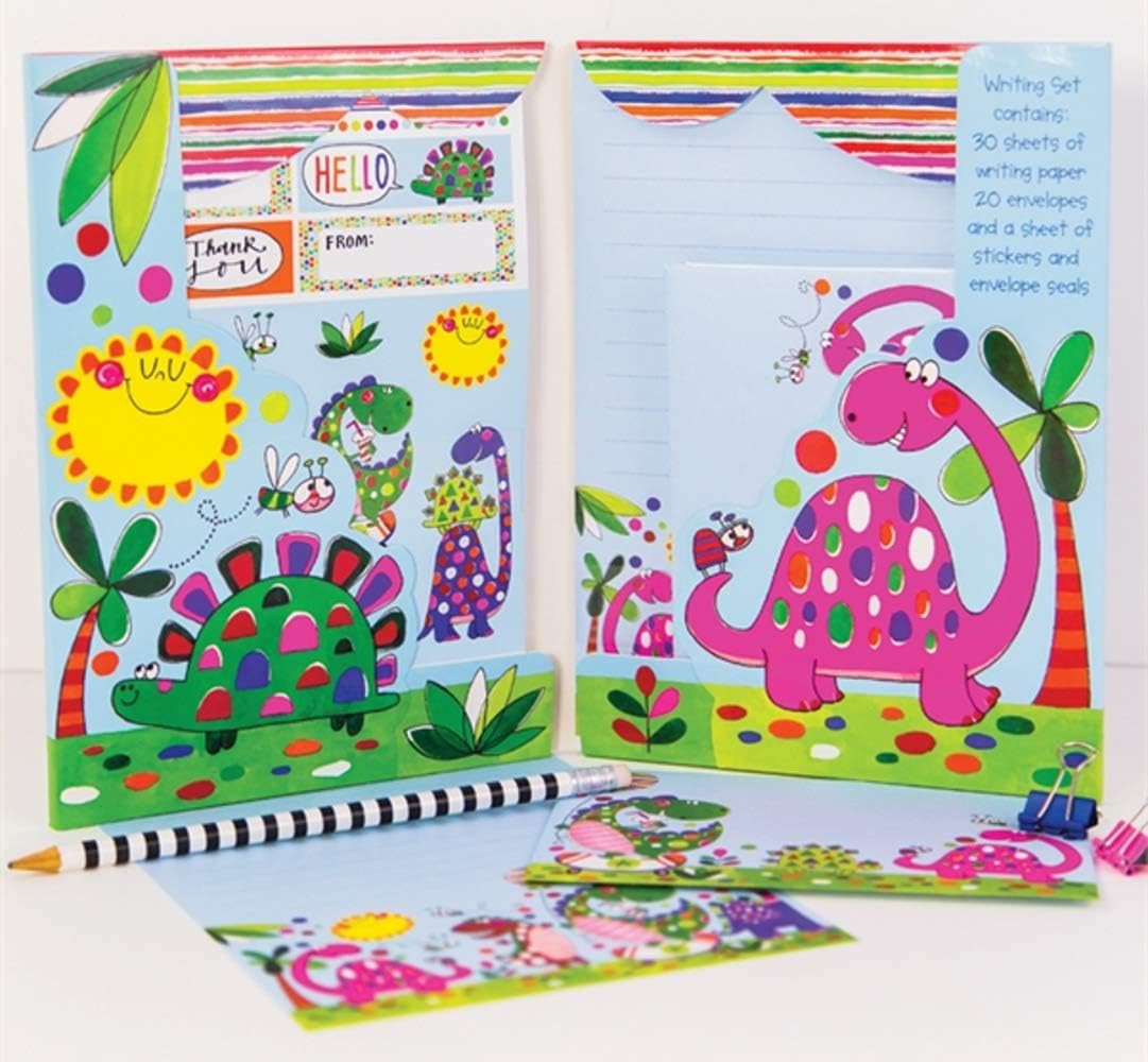 Rachel Ellen Designs Children's Letter Writing Set Wallet - Dinosaur Design, Multicolor - Image 3
