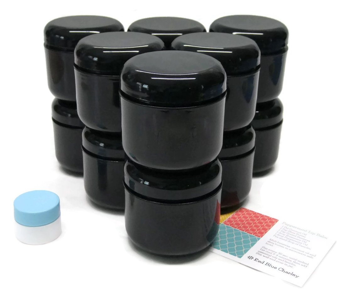 Black 8 oz Double Wall Plastic Jars with Black Lids (12 pk