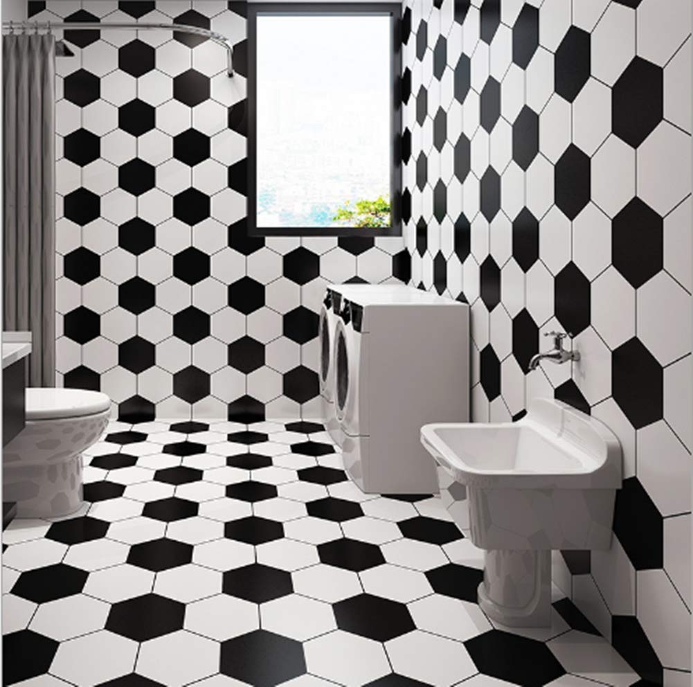 Self Adhesive Black Hexagon Contact Paper Wallpaper Shelf Liner