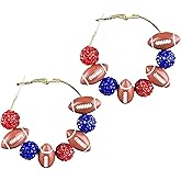 Colorful Football Rhinestone Beaded Sports Lover Earrings for Women Jewelry
