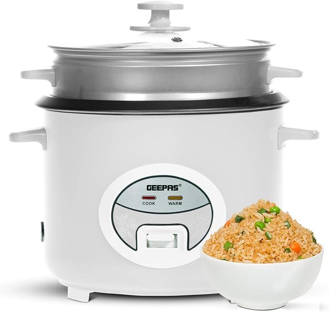 Geepas 1.8L Rice Cooker with Steamer 700W NonStick Inner Pot