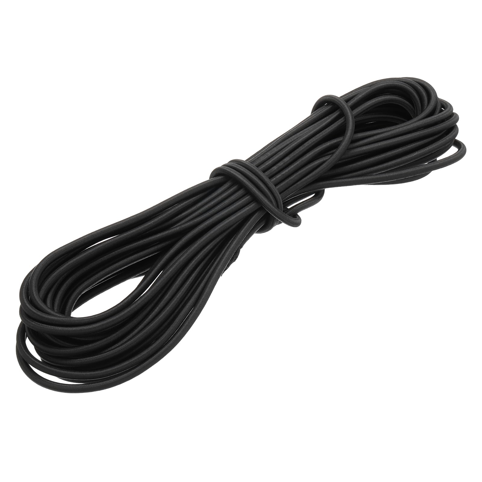PATIKIL 1/4" x 49' Bungee Shock Cord, 6mm Thick Kayak Stretch String Rope Heavy Elastic Rope Marine Tie-Down Strap for Kayaking Boating Camping, Black