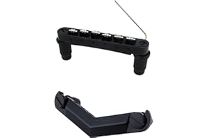 Guyker Guitar Stop Bar Tailpiece GK21 with Anchors and Studs + GM005 Tune-O-Matic Roller Saddle Guitar Bridge Compatible with Les Paul LP SG Electric Guitar (Black)