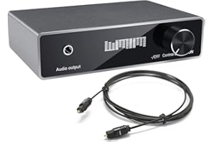 AODAFY DAC Audio Converter with Volume Control - Optical/Coax to RCA/3.5mm Aux Adapter - Premium Silver Aluminum 192KHz 24bit Digital to Analog Audio Decoder for TV to Speaker