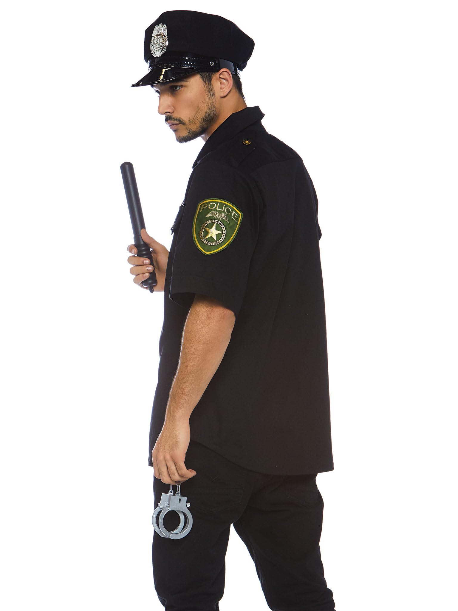 Leg Avenue Men's 4 Pc Cuff 'Em Cop Costume with Shirt, Cuffs, Hat, Toy Baton