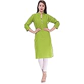 Ramkudi Indian Women's Plain Cotton Kurti Top (Green)