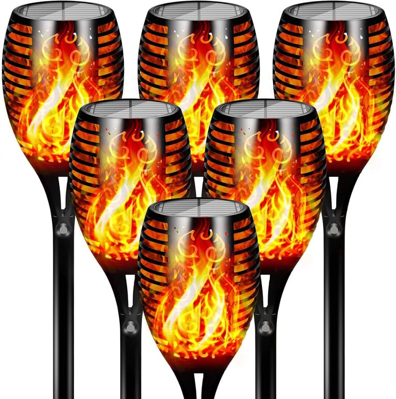 Photo 1 of Otdair 96 LED Solar Lights Outdoor Upgraded 6 Pack, 43" Tall & Super Larger Size, Waterproof Tiki Torches for Outside, 2200mAh Solar Solar Torch Light with Flickering Flame for Path Yard Garden