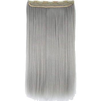 Buy Shangzi 24 Straight Silver Grey Clip In Hair Extensions