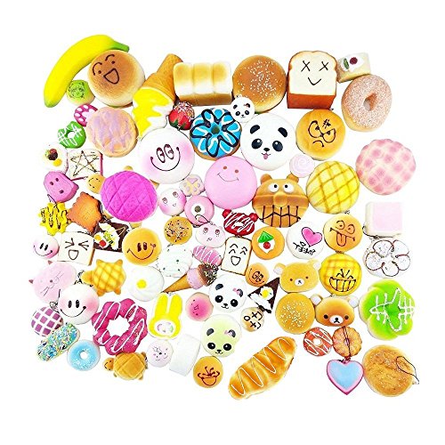 Wall of Dragon 10 Pcs Bread Cake Bun Random Squishy Slow Rising Pendant Donut Charm Stretchy Squeeze Cream Scented Cute Strap Toy