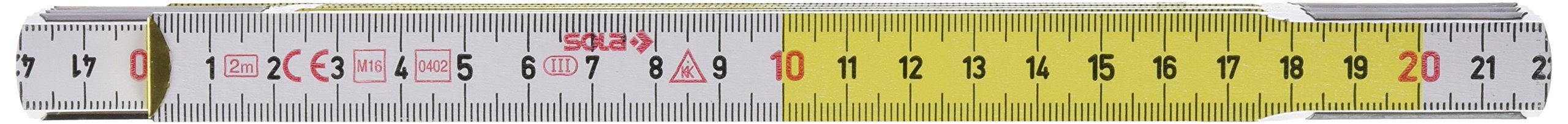Sola Folding Ruler 2 m / 10 Folds White/Yellow