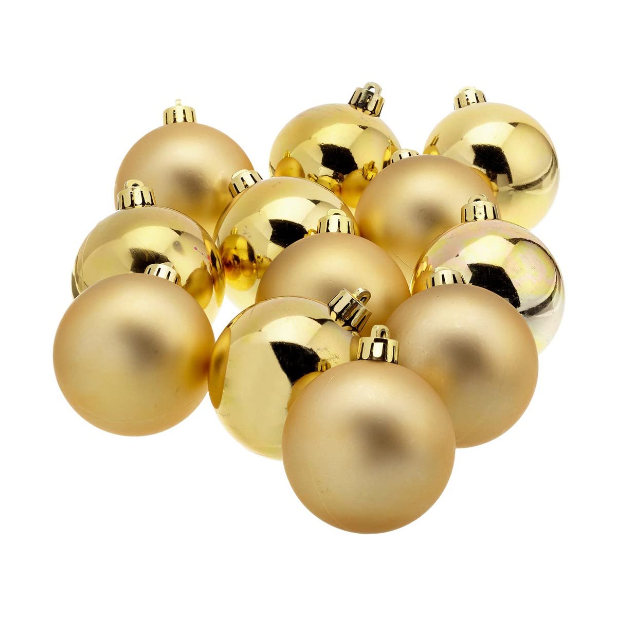 12 Baubles Kaemingk Shatterproof Plain Baubles Pack 12 Light Gold