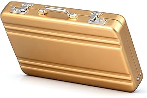 KICHOUSE Metal Business Card Holder Mini Briefcase Shape, Portable Metal Visiting Card Organizer Box